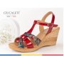 Sandale dama rosii din piele naturala lacuita cu detalii florale si talpa tip pana S68XLR